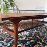 Teak coffee table and canning by Louis Van Teeffelen