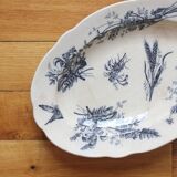 Oval ironstone dish with wheat and butterfly decoration, early 20th century