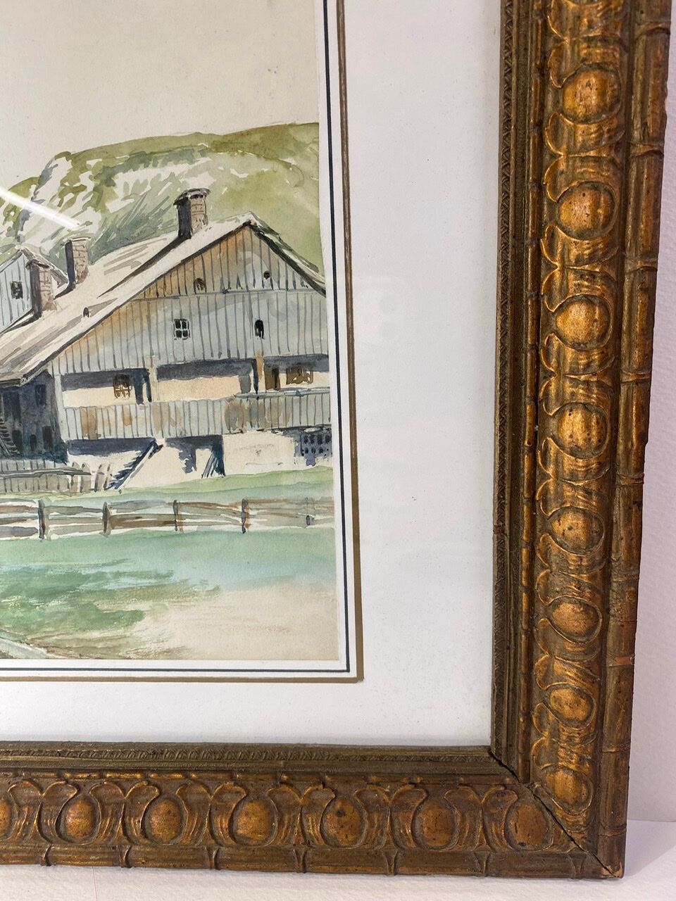 Old painting, mountain landscape in the Jura, nineteenth century