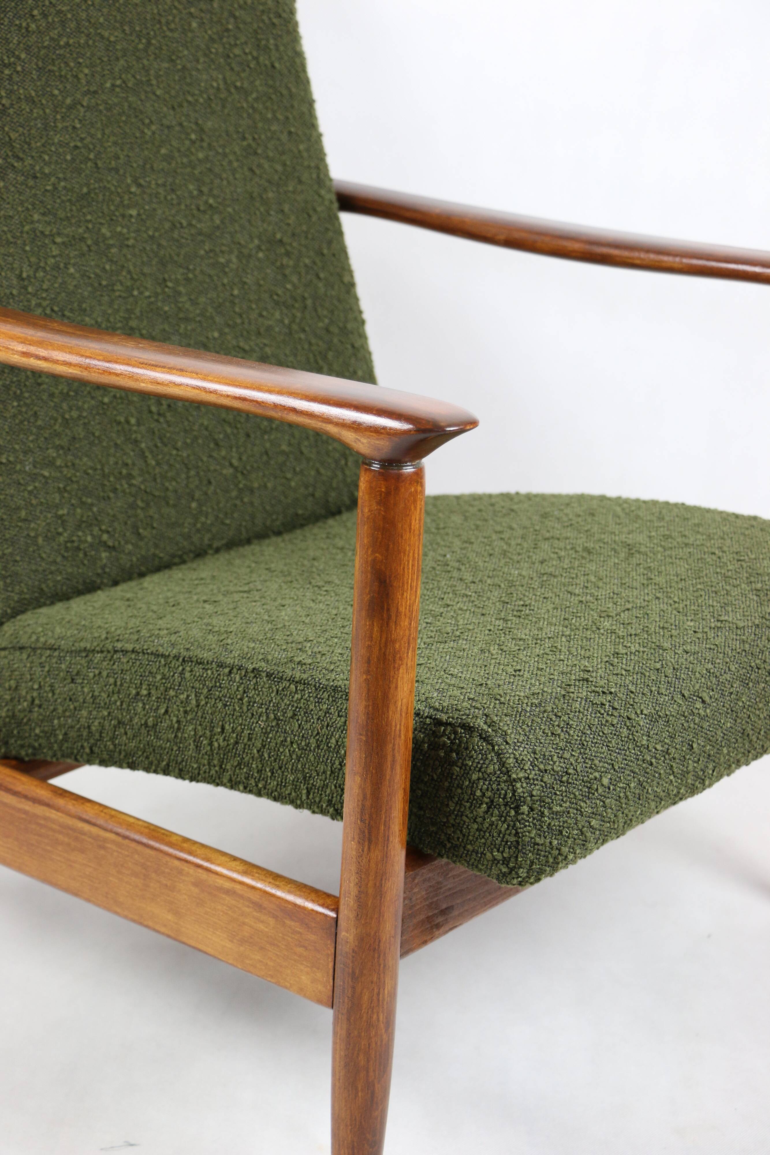 GFM-142 chair in olive boucle, attributed to Edmund Homa, 1970s