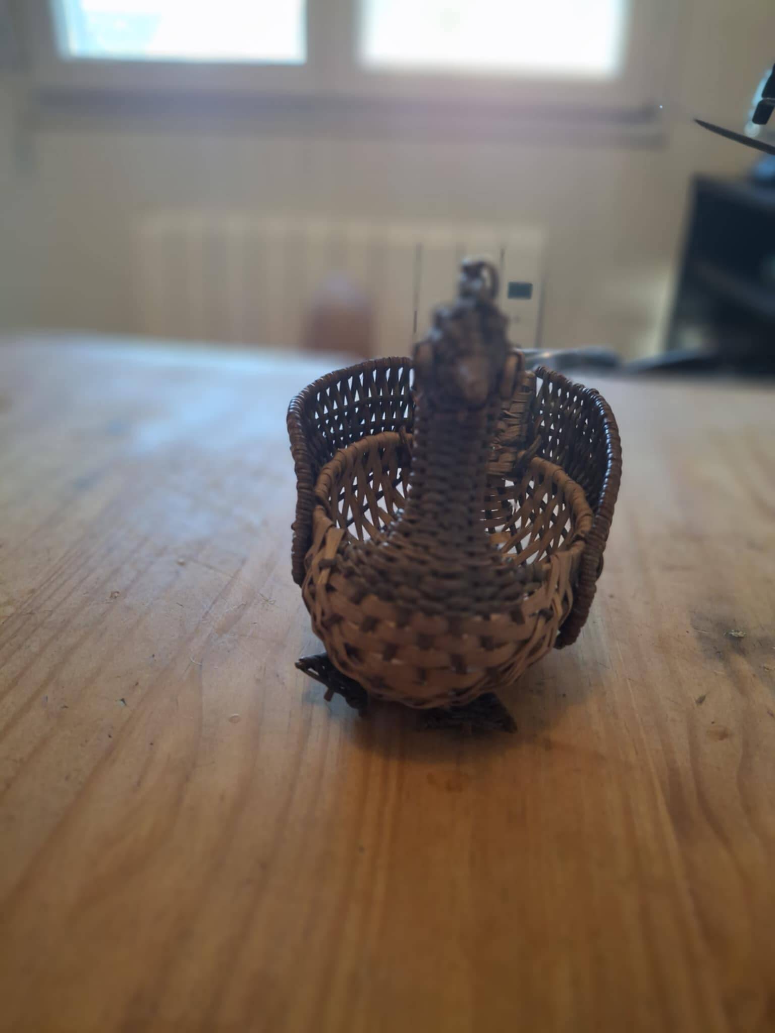 Small basket, vintage wicker basket in the shape of a swan.