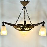 Art Deco chandelier with 4 lights, 1930.