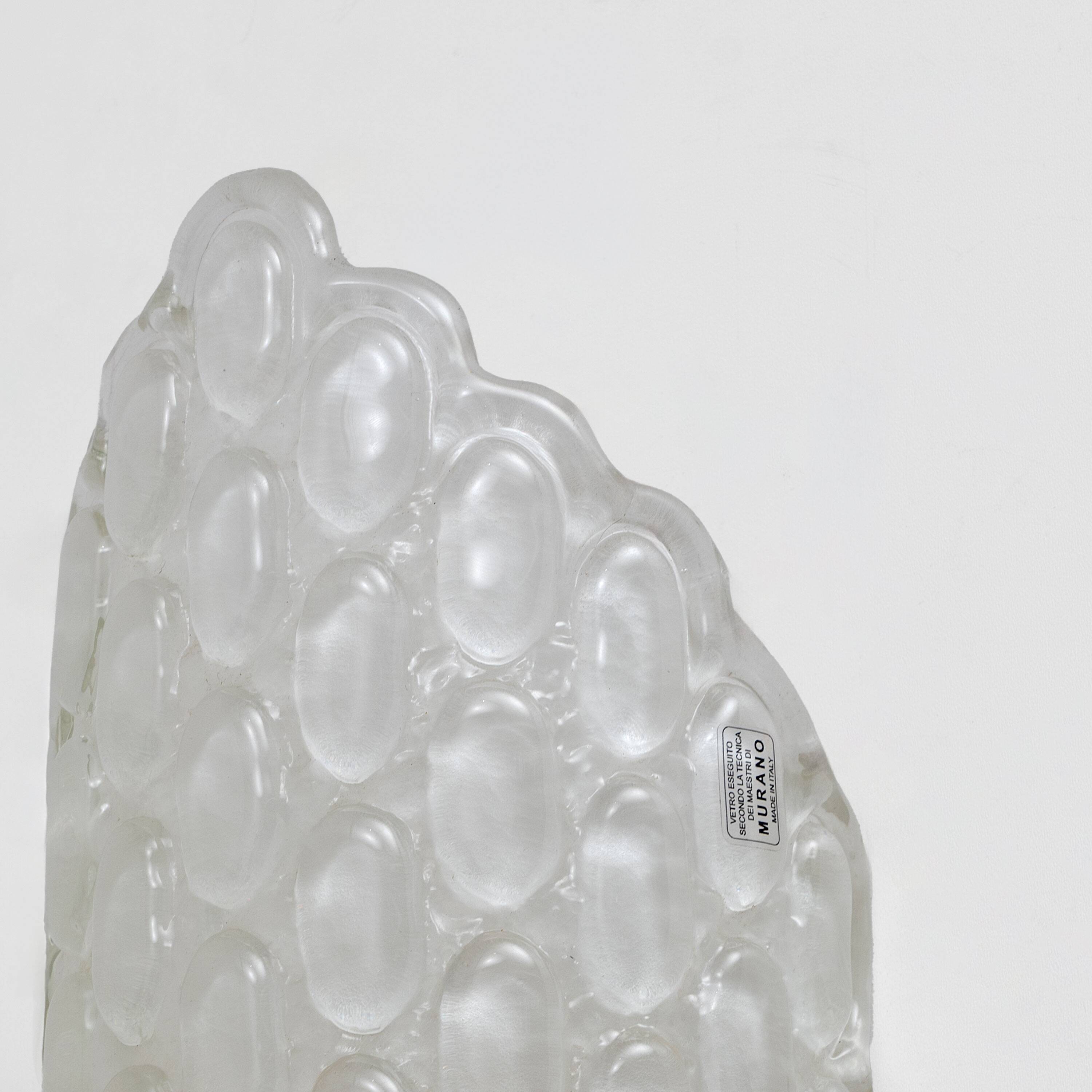 Pair of Clear Murano Glass Wall Sconces with Textured Relief