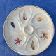 Vintage cream oyster plates Salins France seafood marine decor