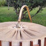 Floor lamp of the 50s in gold metal and tablet