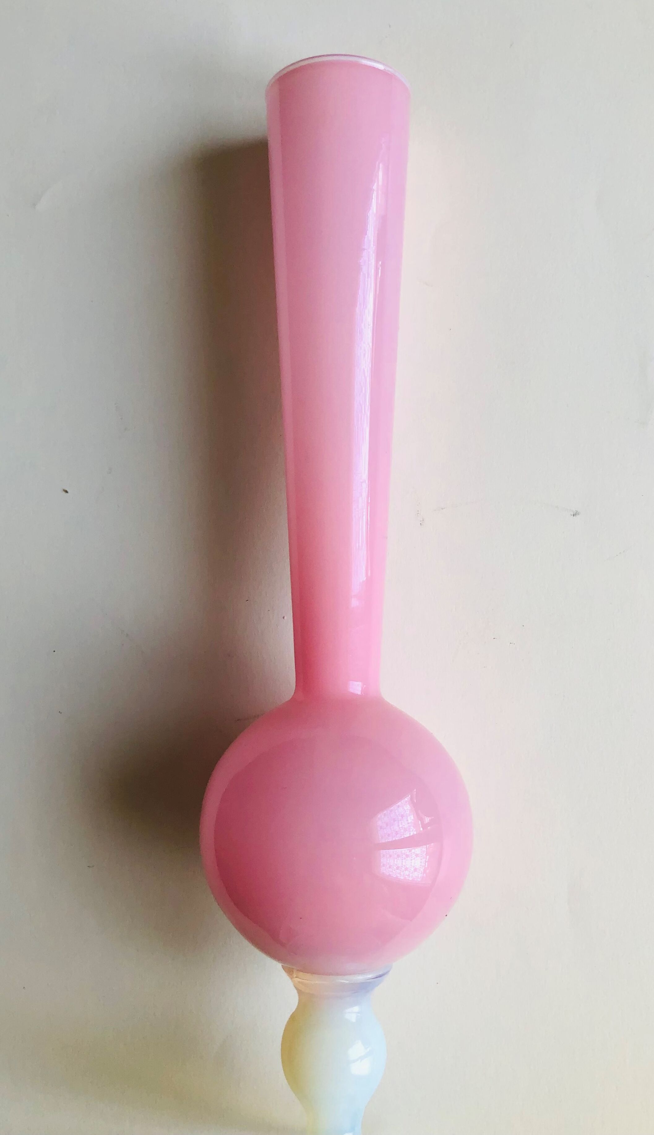 Pink and white opaline vase
