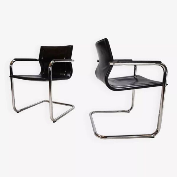 Fauteuils matteo grassi mg15 cantilever - cuir noir