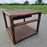 Table de chevet vintage en rotin