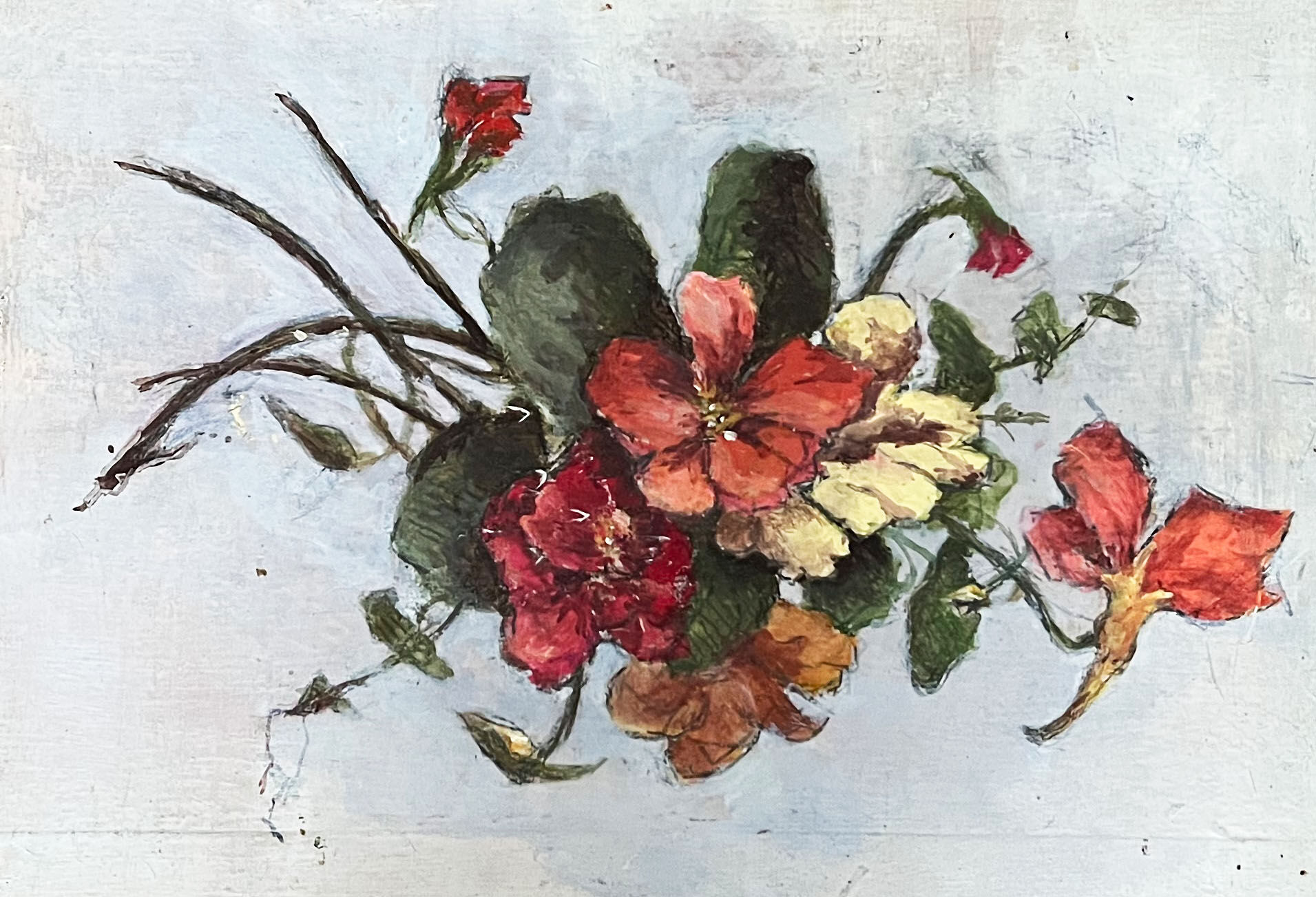 "Flowers" oil on wood panel