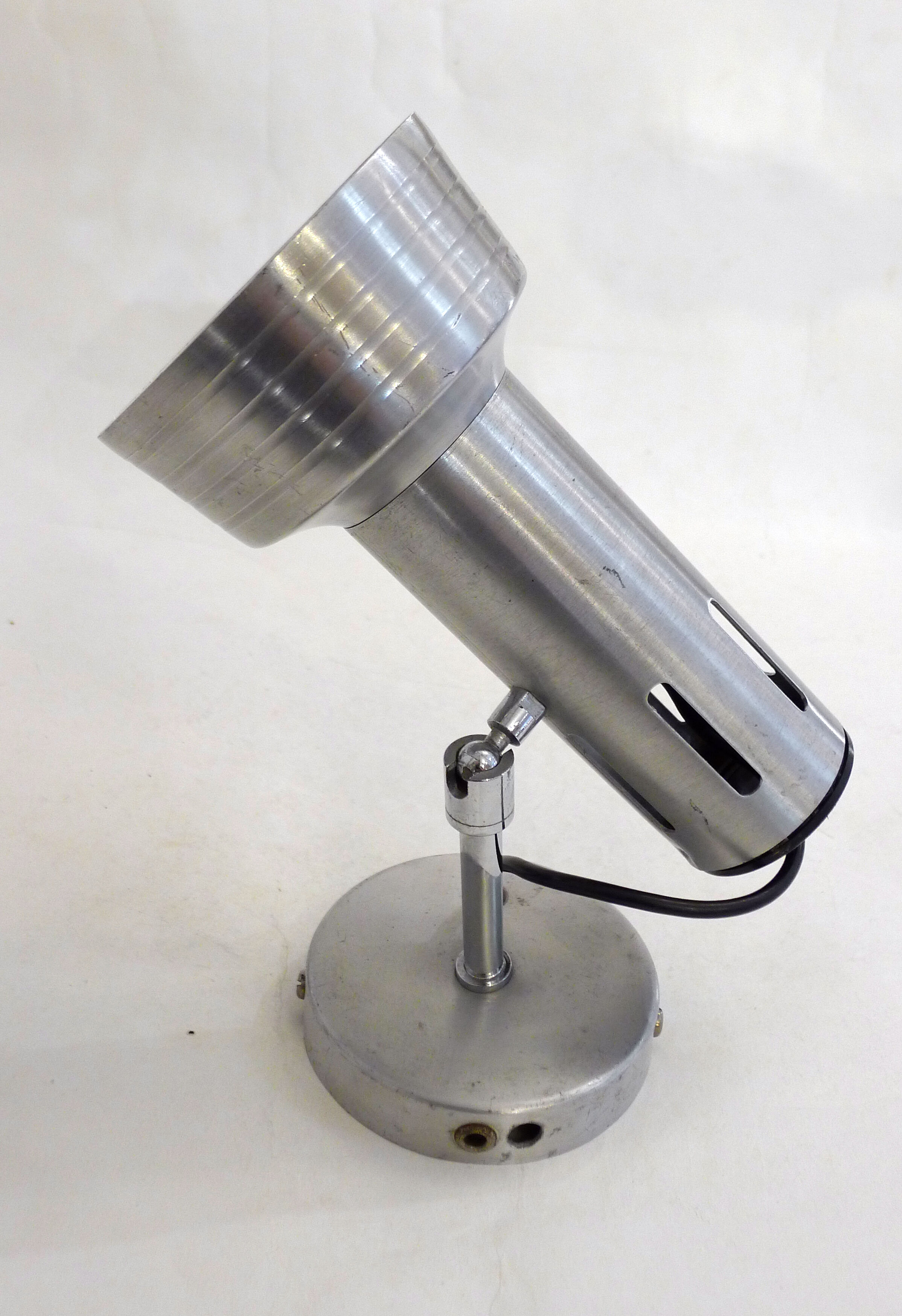 Brushed metal adjustable wall spotlight 1970s