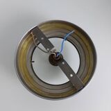 Opaline art deco ceiling light chrome support