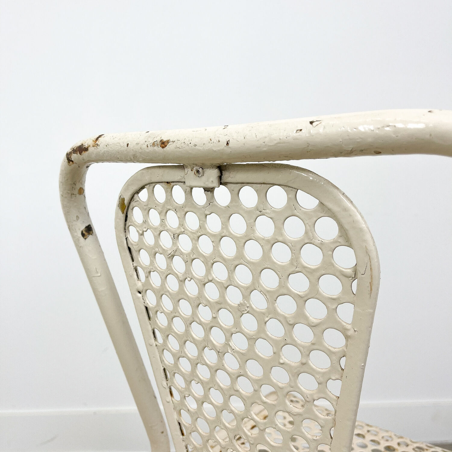 Set of four vintage industrial metal bistro chairs by Rene malaval