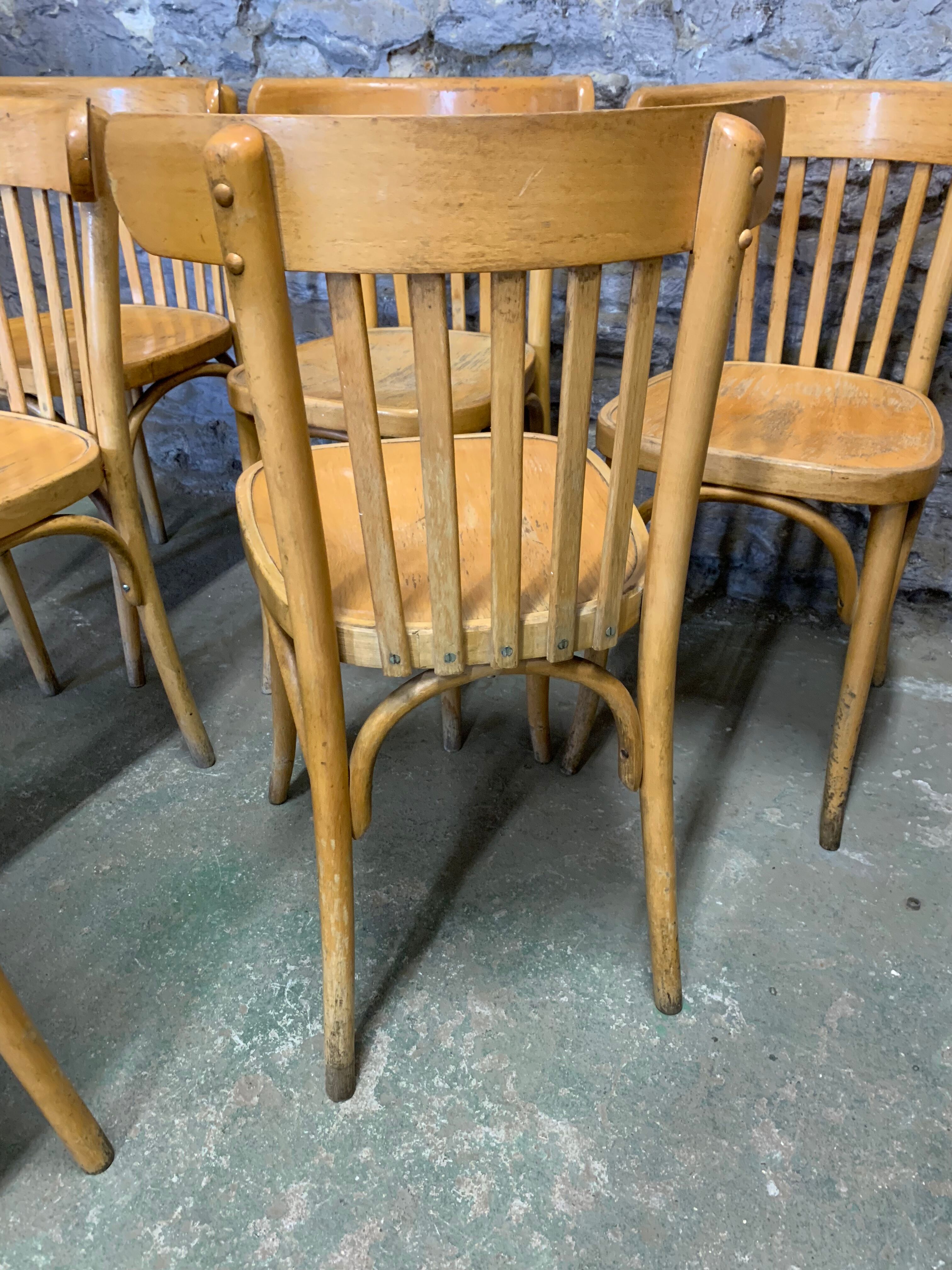 Suite of 6 old bistro chairs from the 1960