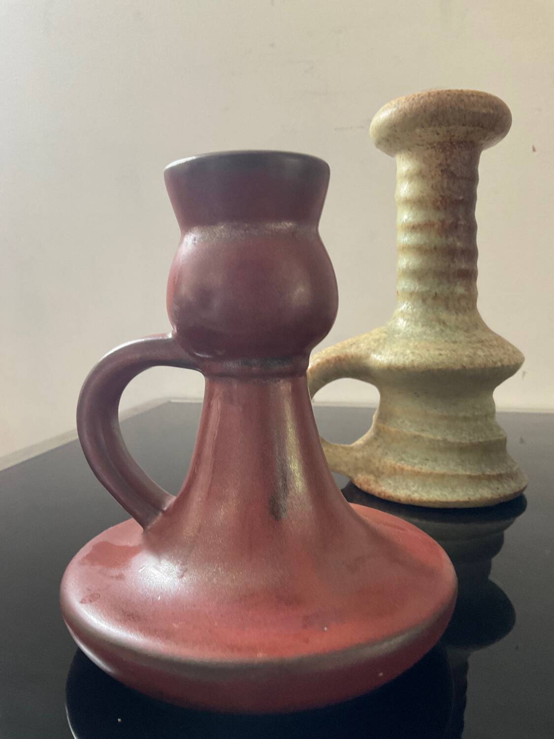 Trio of candlesticks with handles from the 60s-70s