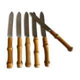 Set of 6 dessert knives bamboo handle 1960