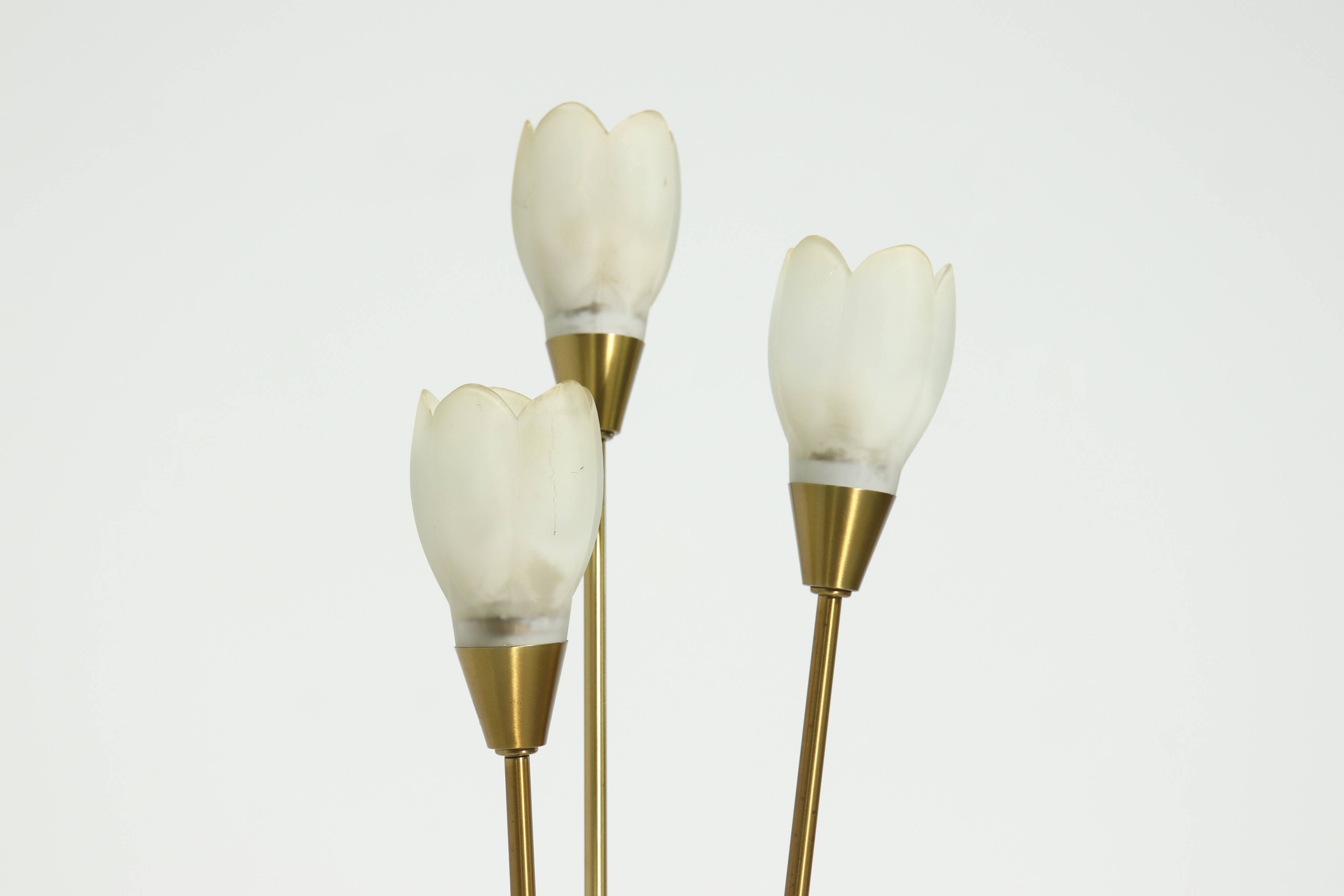 Brushed Brass and Glass Table Lamp Germany 1970s