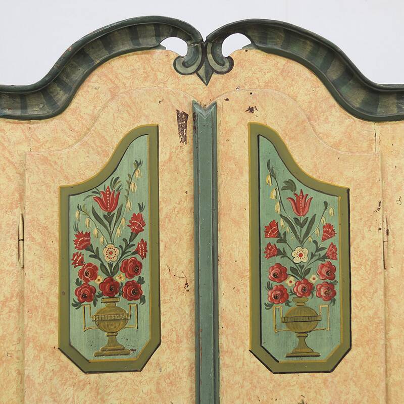Painted Folk Art Marriage Cabinet