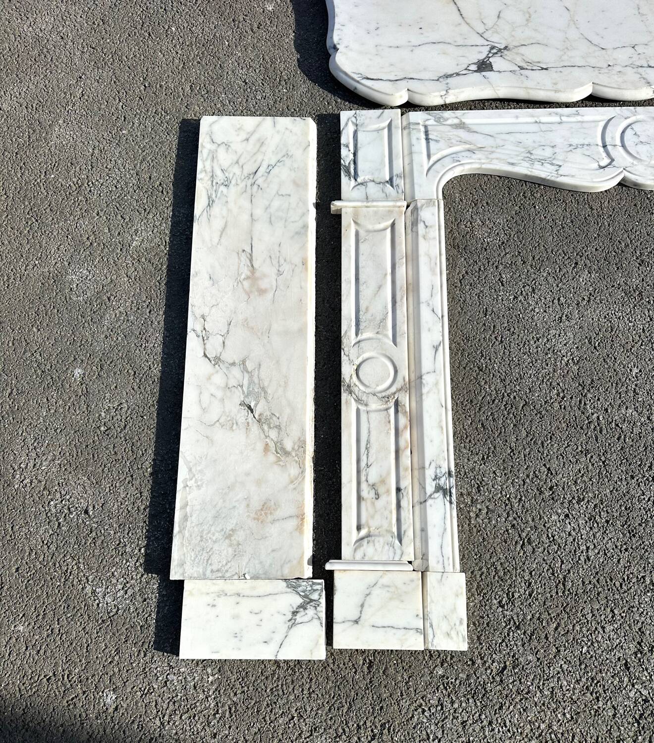 Paonazzo white marble Louis-style flat fireplace