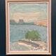 Original Swedish Oil on Canvas – "Coastal Landscape" by Erik Birger Gustavsson – Signed – Dated 1981 – Vintage and Framed – 41 × 33 cm (16.1 × 13 inches)