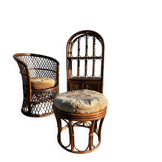 1960s rattan living room set