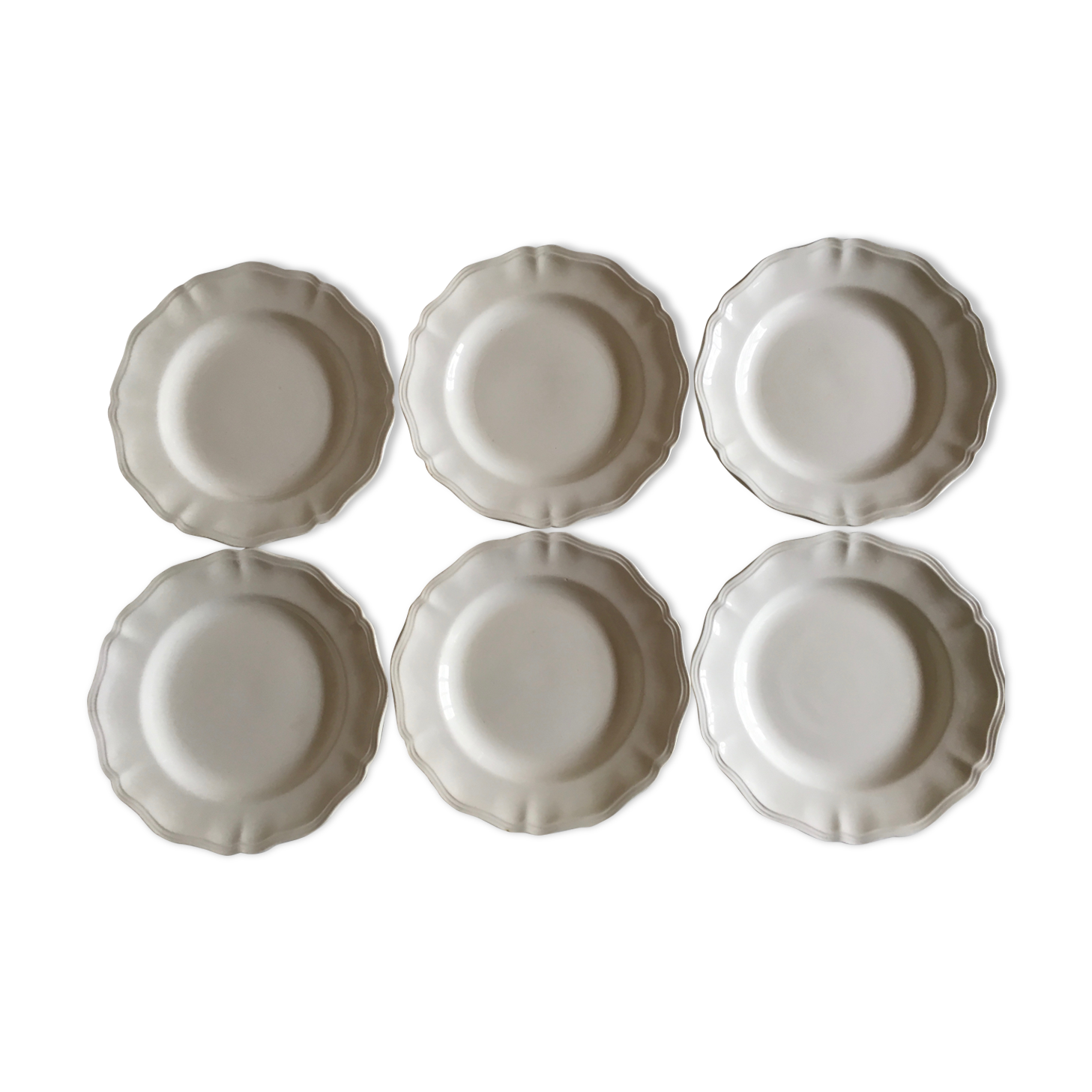 6 Sarreuemines ivory plates to gadroons