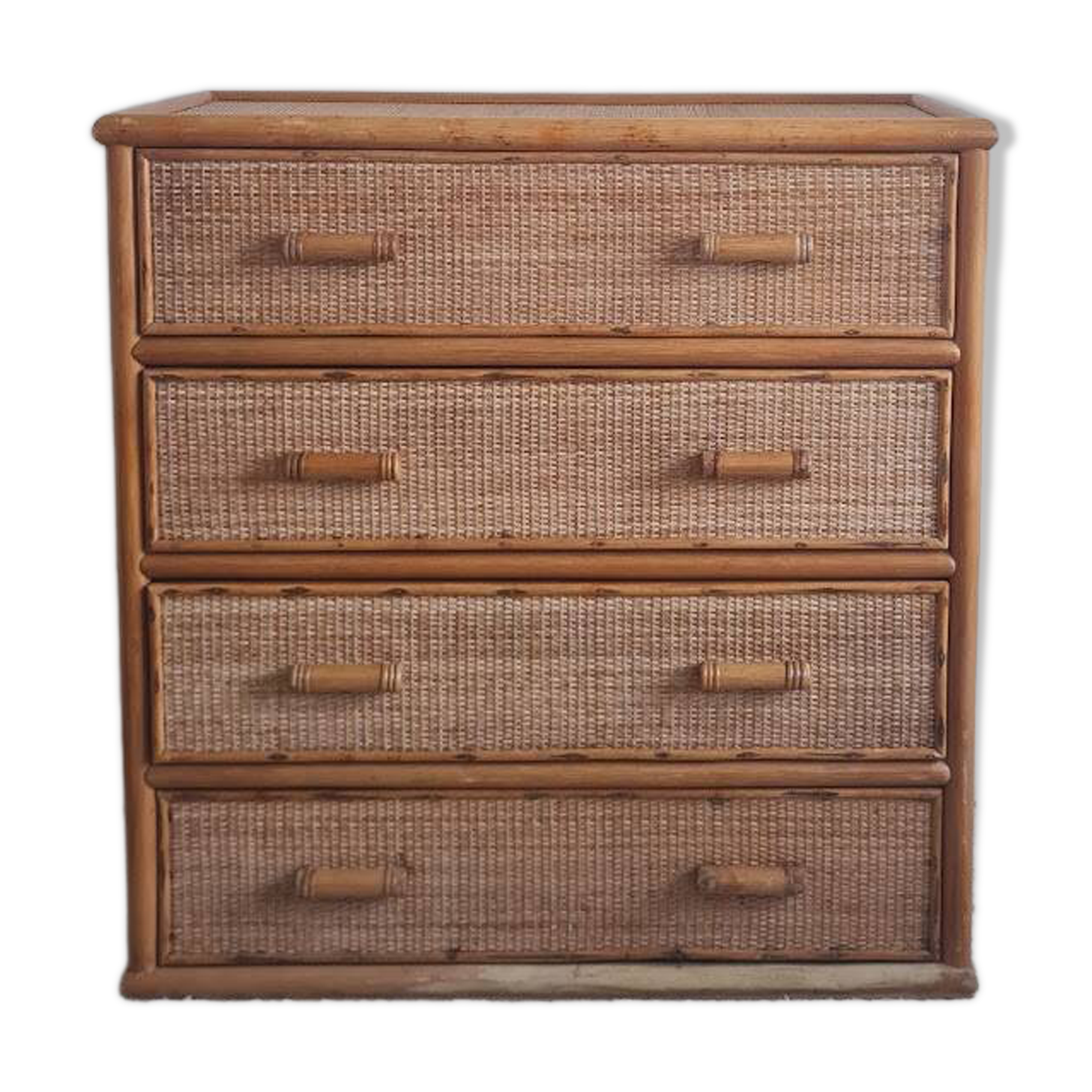 Vintage rattan chest of drawers