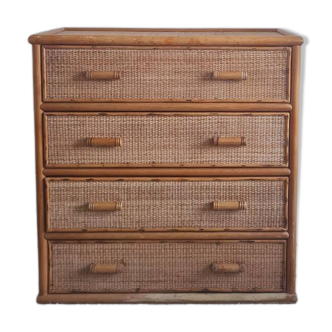 Vintage rattan chest of drawers