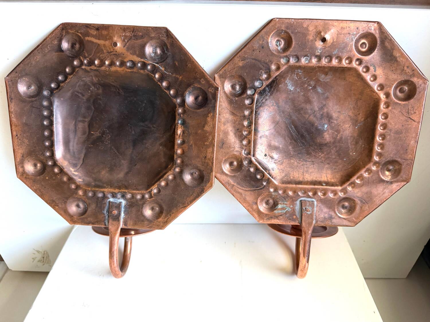 Scandinavian Antique Wall Candle Holder Sconce in Copper