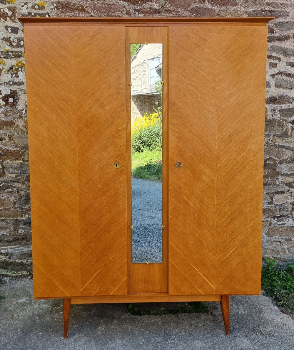 Wooden cabinet, wardrobe, shelves, vintage, 60s