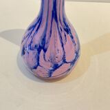 Blue and pink blown glass soliflore vase, La Rochère Murano style