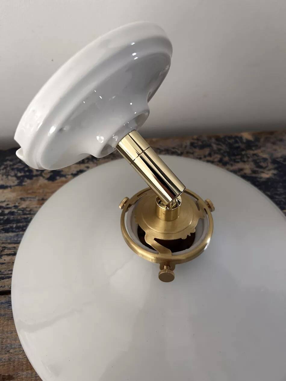 Vintage white opaline wall light