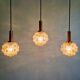 Amber bubble glass suspension trio, design H. Tynell, 1970