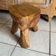 Tabouret tripode brutaliste bois Olivier design 50/60