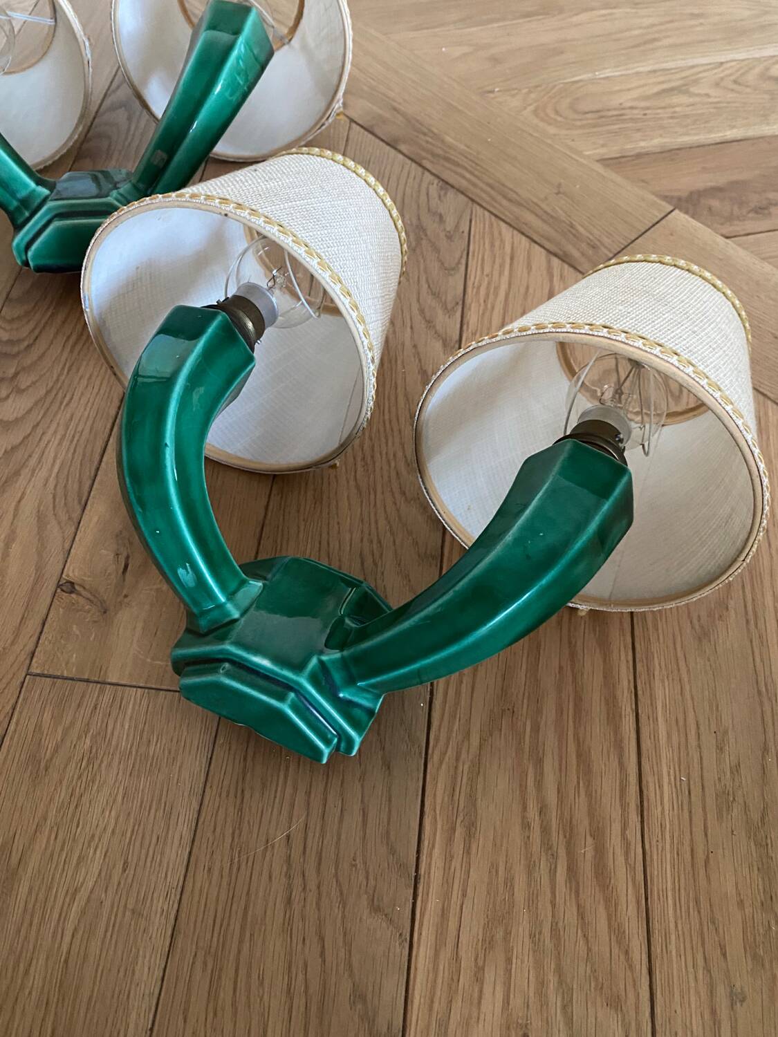 Pair of ceramic wall lights