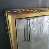 Beveled mirror golden frame 70's 34x124cm