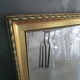 Beveled mirror golden frame 70's 34x124cm