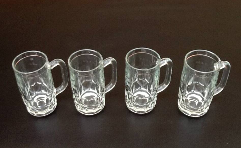 1970s 4 Beer mugs Molded glass France