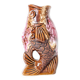 Vallauris fish pitcher vase from the 60s, amber and pink