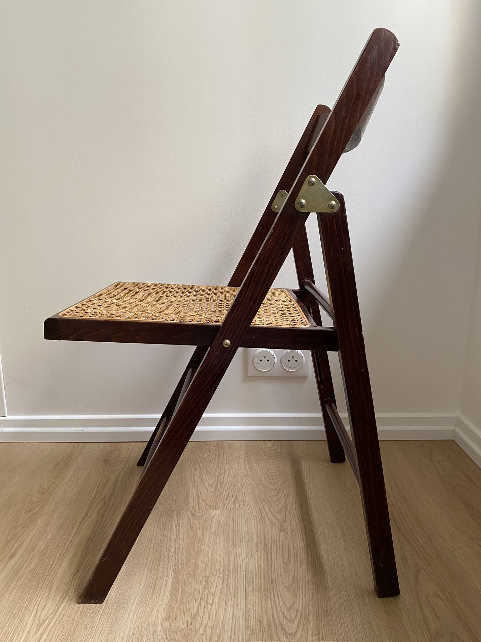 Folding chair occasional chair vintage wooden office chair with cane seat