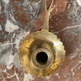 Brass hand candle holder with Egyptian decorations