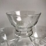 Set of 6 champagne glasses engraved 60s