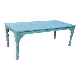 Indian table in blue lacquered teak