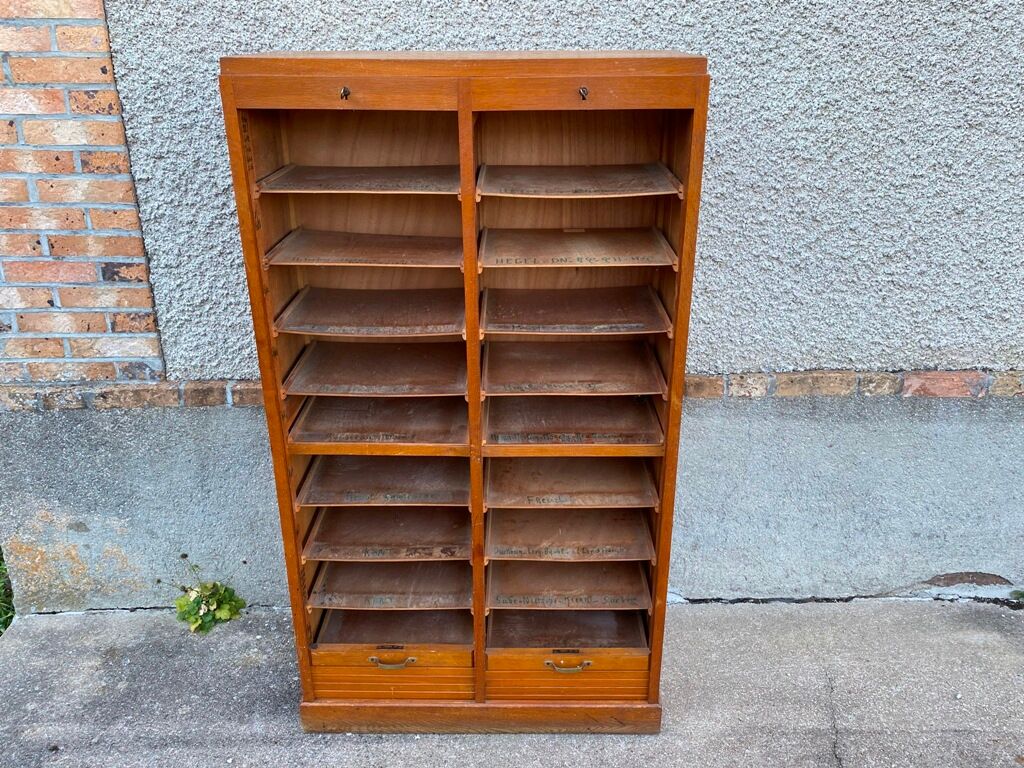 Storage craft cabinet with double oak curtains 1950