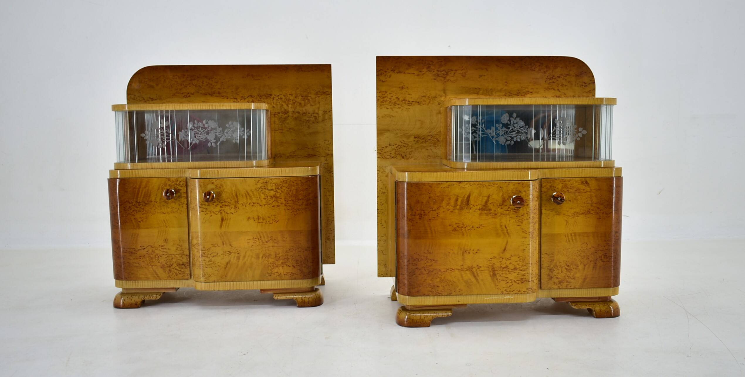 1939s set of Art Deco bedside tables, Czechoslovakia