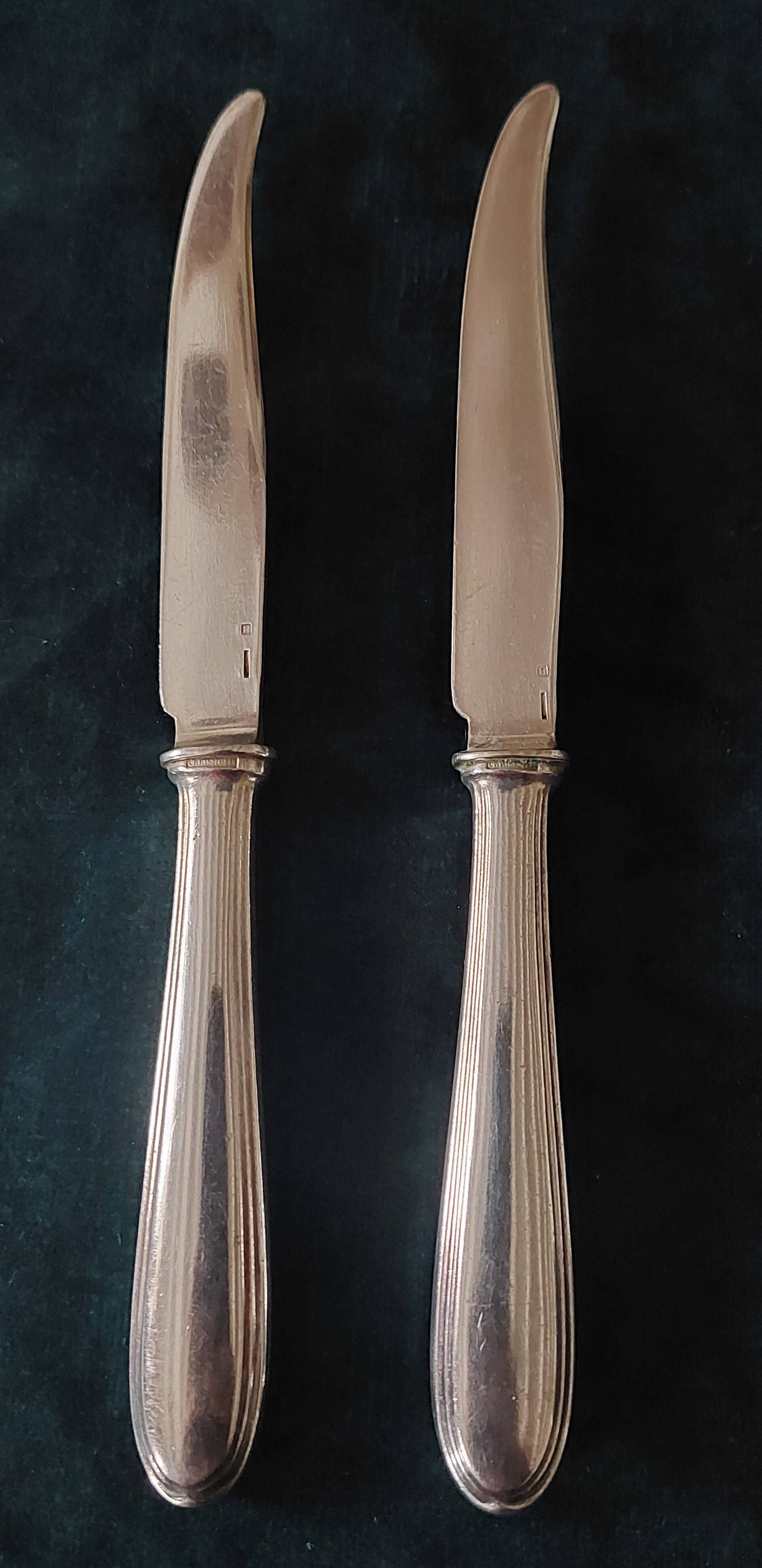 Silver-plated dessert knives, Christofle hallmark, set of two