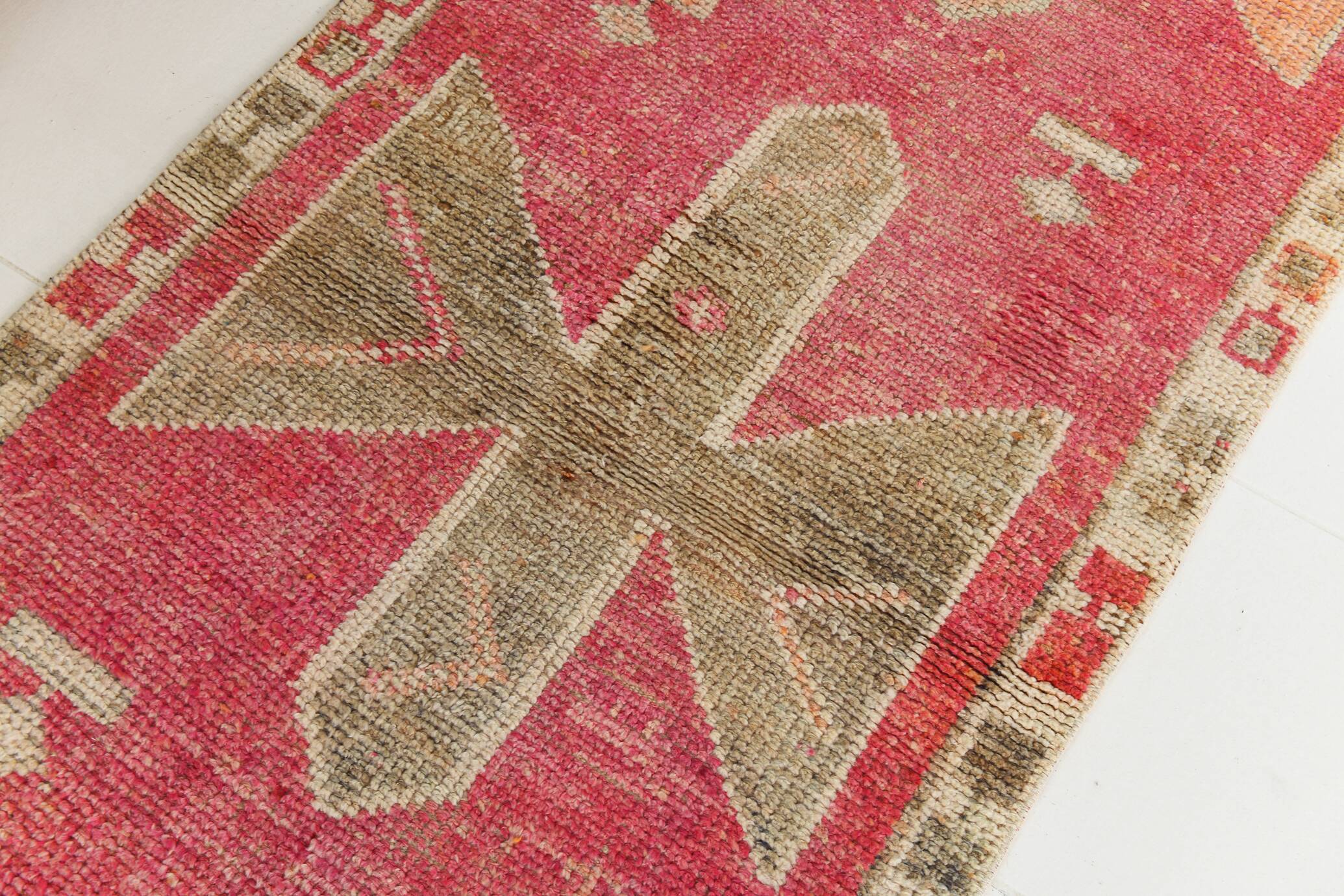 3x10 Faded Pink Handmade Orientel Runner, Decorative Hall Rug, 92x307Cm