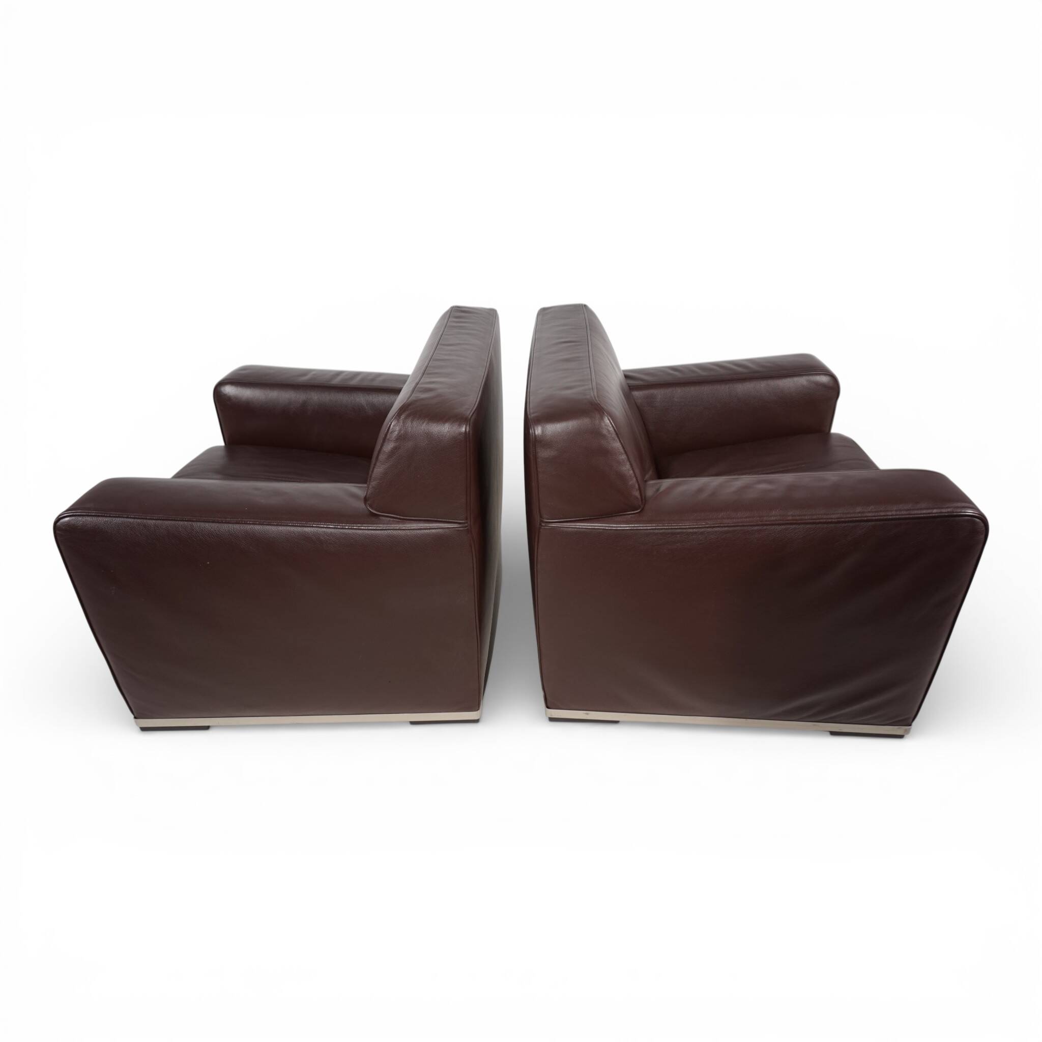 Set of 2 B&B Italia Maxalto Apta Imprimatur leather armchairs by Antonio Ci