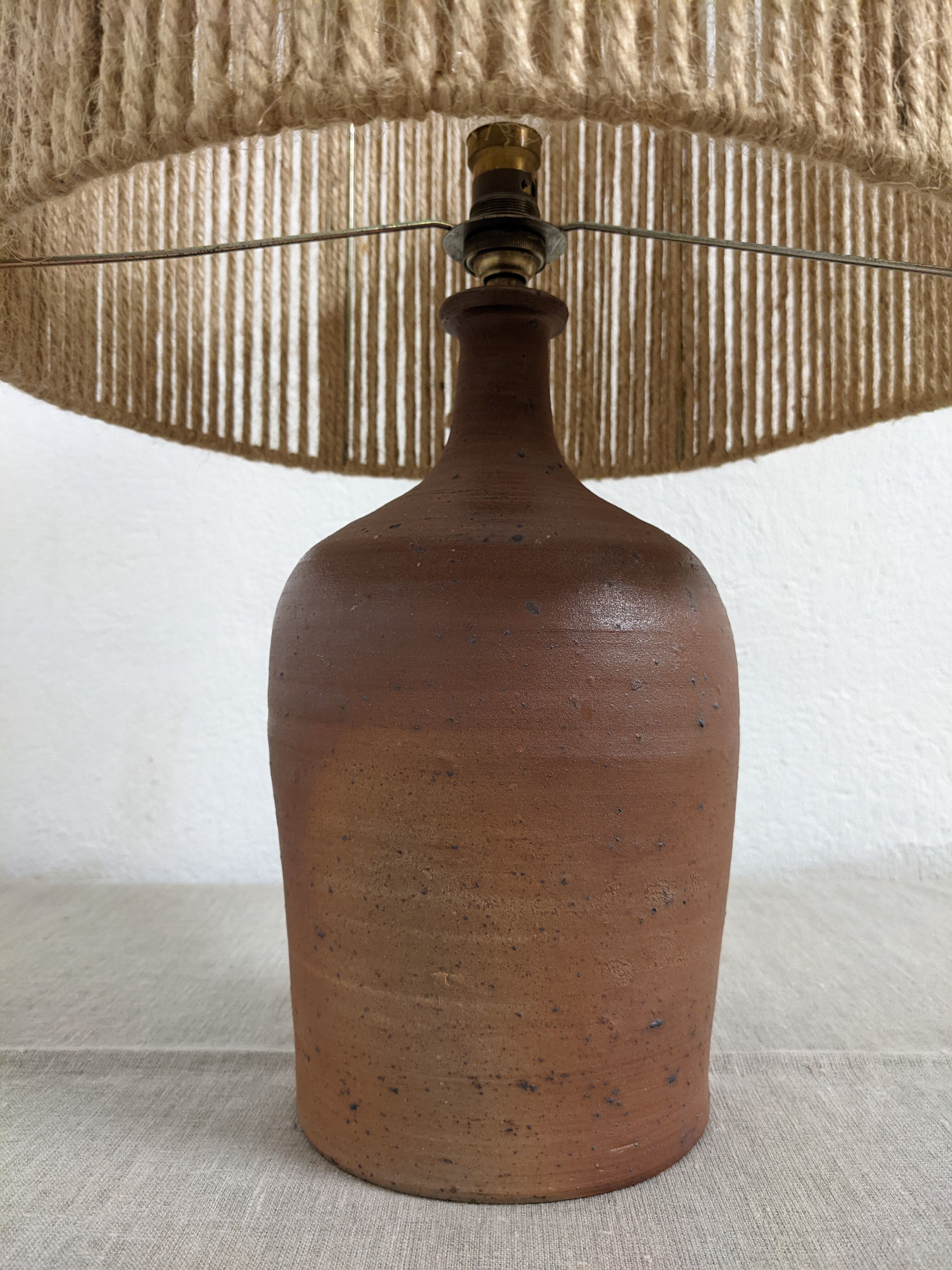 Vintage stoneware lamp and jute rope