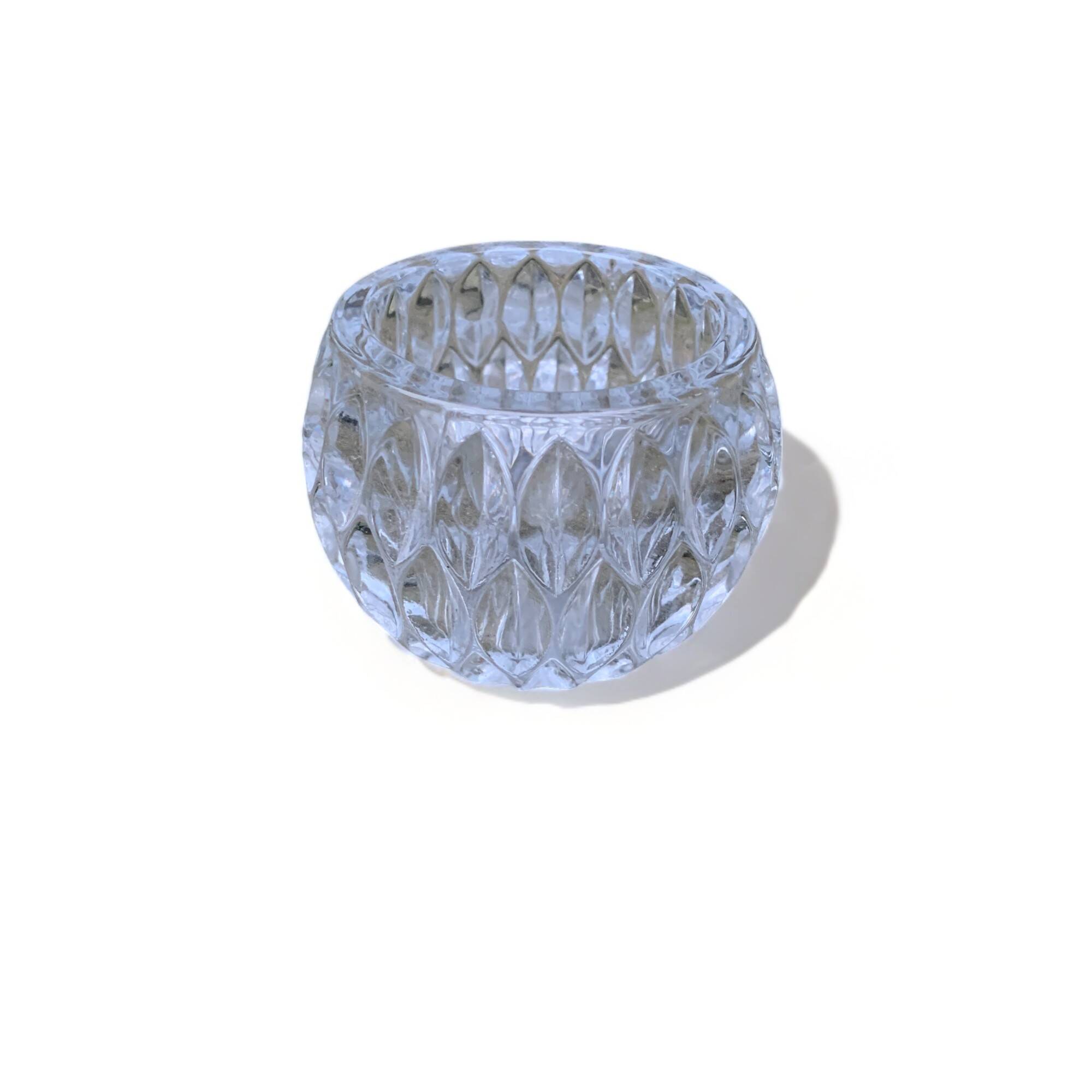 Chic and transparent decorative glass candle. Old vintage for candle or candle holder