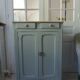 Small vintage Parisian sideboard with 2 doors and 2 drawers, enhanced in verdigris